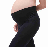 Thyme Maternity Black Half-Panel  Ankle Length Leggings Medium 