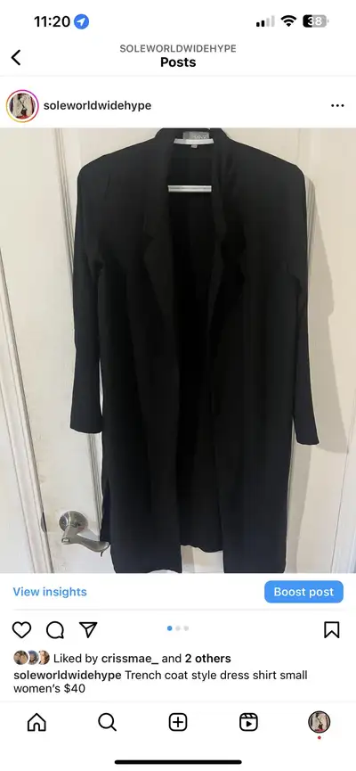 Trench coat dress shirt small women’s $40 IG: @SoleWorldWid, View more