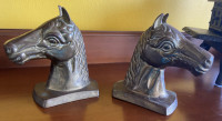 Pair of Vintage Brass Horse Head Bookends Equestrian