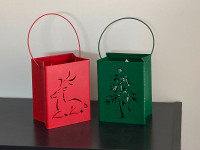 Two Christmas Votive Candle Holders