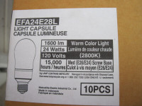 box of ten fluorescent bulbs, screw-base, encapsulated