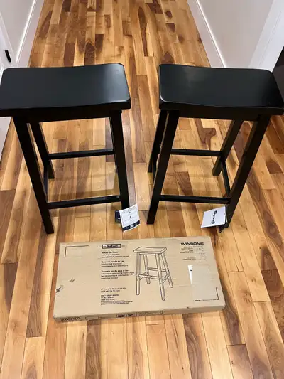 3 brand new black barstools, two of them same brand (Powell) the third is a different brand but same...