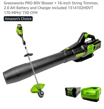 Greenworks PRO Blower Trimmer Combo with battery and charger , View more