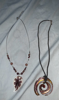 Purple glass / or abalone necklace