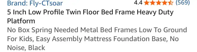 Fly-CTsoar 5 Inch Twin Platform Bed Frame in Beds & Mattresses in Kitchener / Waterloo - Image 3