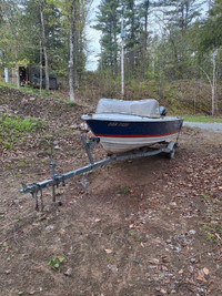 16 ft Aluminum boat with motor and trailer