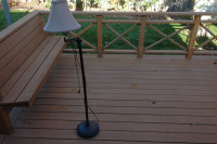 Swingarm Floor Lamp in Aged Bronze With Shade