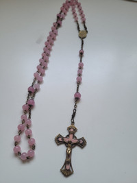 Vintage Pink Glass Bead Rosary