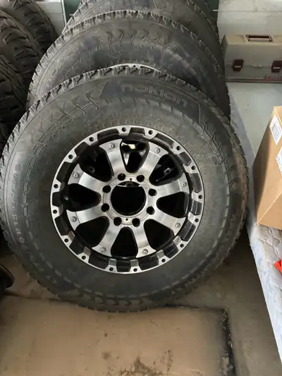 3 sets of rims and rubber that will fit Ford F-250 or F-350 1 set studded winters on 18” rims (First...