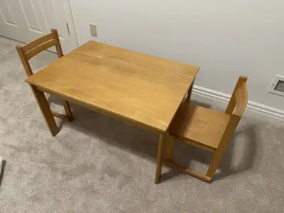 Solid pine table with chairs, View more