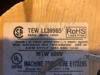 TEW machine tool wire MTW 600 volt, 0.06 gauge