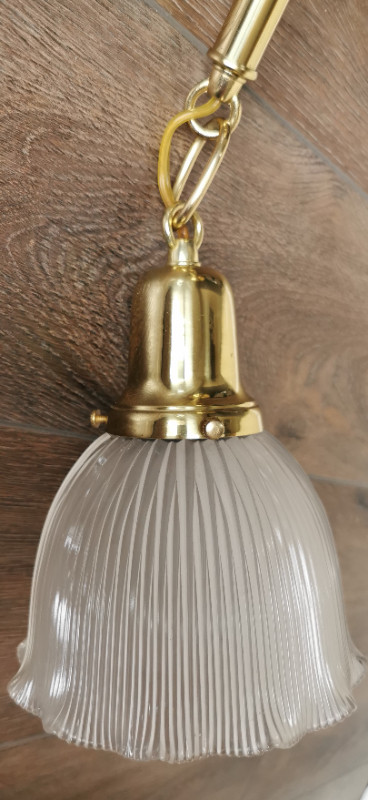 Heavy brass ceiling light fixture with frosted glass shade in Indoor Lighting & Fans in St. Catharines - Image 4