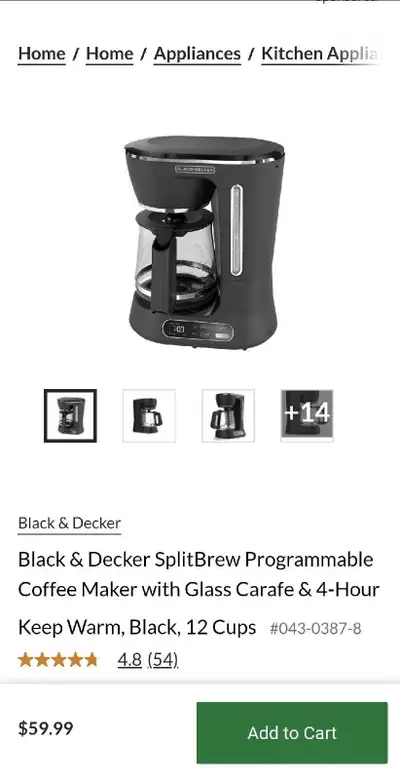 Like Brand New SplitBrew Programmable Coffee Maker, 4 hr Keep W, View more