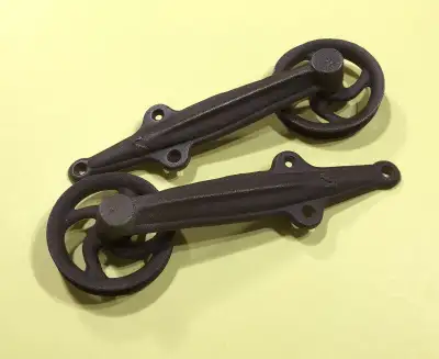 Antique barn sliding hardware for sale. The barn rollers/sliders have been cleaned and restored, no...