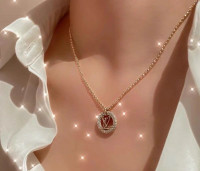 New LV Gold Plated Crystal Louise By Night Pendant Necklace
