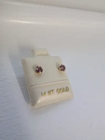 Brand New 14K Yellow Gold Ruby Earrings For Sale, View more