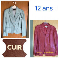 Manteau jacket de femmes en cuir / 12 ans / pas cher
