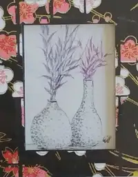 Retired Unknown Artist's original  painting Two Vases 