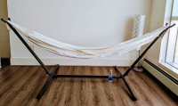 Cotton Hammock for 2 + Height Adjustable Stand (Like New)