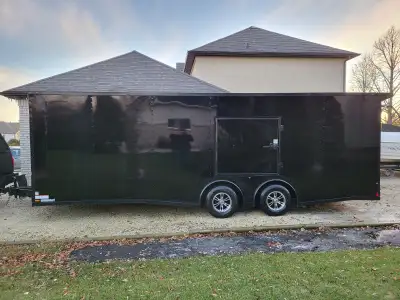 2026 Titanium 24' (+2' sloped V-nose) X 8.5' enclosed car hauler. Trailer is NEW. Comes with semi-sc...