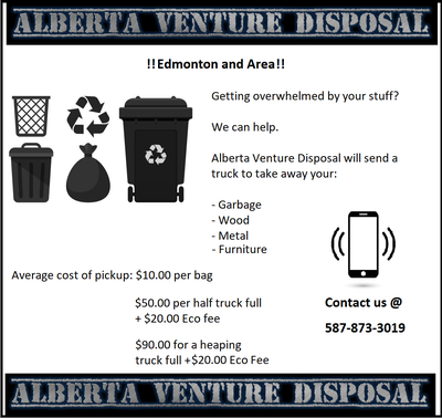 Garbage Disposal and Removal Service" - $10.00 per bag. - $50.00 per half truck full + $20.00 Eco fe...