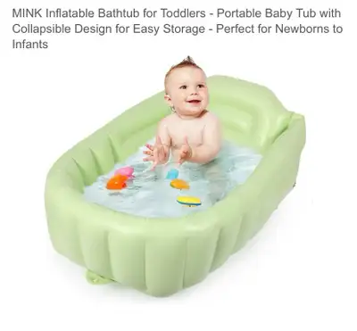 Brand new Inflatable Bathtub, designed for newborns to infants, featuring a portable and collapsible...