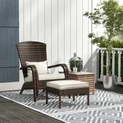 Wicker Adirondack Chair with Ottoman, Patio Cushioned Muskoka, View more