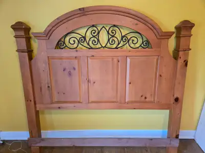 Queen headboard and metal frame, View more