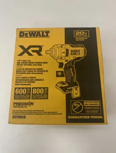 DEWALT 20V MAX XR 1/2" MID-RANGE IMPACT WRENCH DCF892B, View more