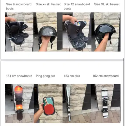 Sports Equipment - odds & ends - sizes in photos, View more