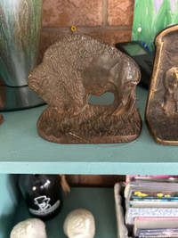 Cast Buffalo book end , “Canadian Buffalo” engraved