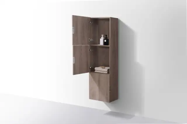 59" Grey Oak/Nature Wood Wall-Mounted Floating Bathroom Vanity S in Cabinets & Countertops in Calgary - Image 3