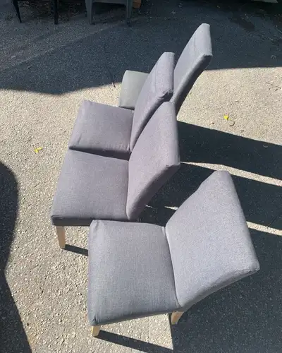 4 grey dining room chairs, View more