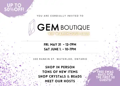 Gem Boutique Warehouse Crystals & Bead Sale- May 31st & June 1st
