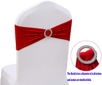 Red Chair Sashes Bows Elastic Chair Bands -Rentals