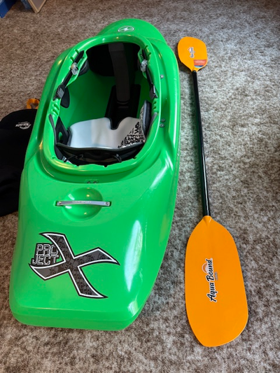 Wave Sport Project X - size 56 Playboat (stored inside -used once - like new) Aquabound Paddle Seals...