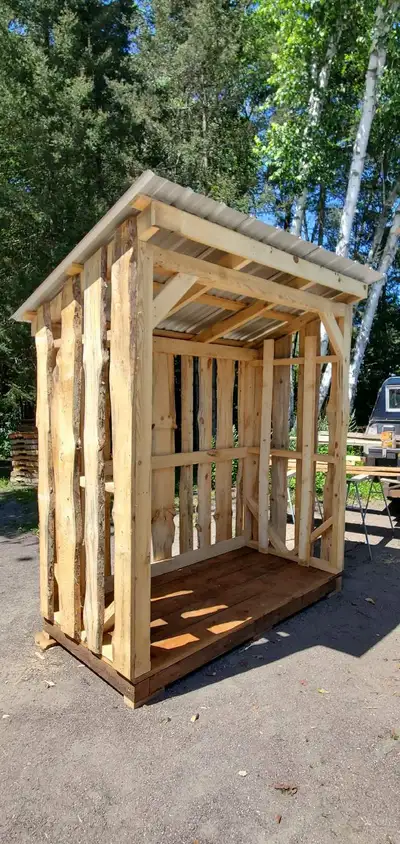 Live edge wood shed, View more