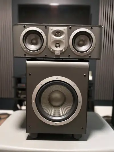 JBL ES25C center channel + ES150P 10"subwoofer speaker, View more