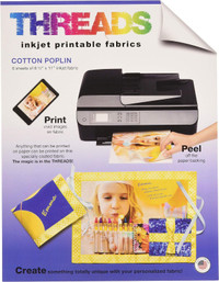 THREADS Individual Inkjet Printable Cotton Fabric Sheets, 8.5x11