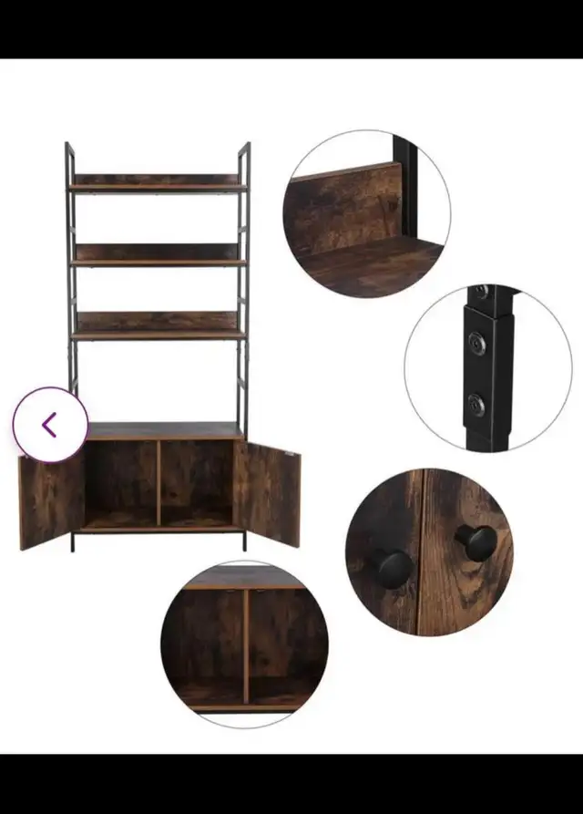 Modern Bookshelf 3 Tier Free Standing Wood Look Ladder Shelf Sto in Bookcases & Shelving Units in Hamilton - Image 11