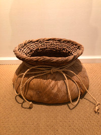 Large Round Vintage Decorative Wicker Planter Basket