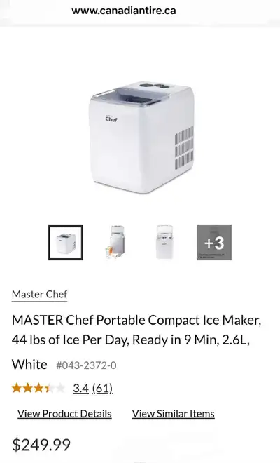 MASTER Chef Portable Compact Ice Maker, 44 lbs of Ice Per Day, View more