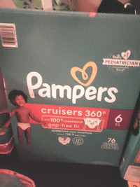 Pampers size 6 cruisers. 76 count each box x 5 boxes