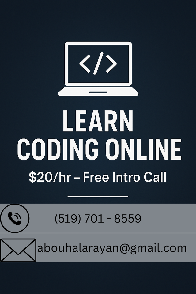 Private Online Coding Lessons – Beginners Welcome ($20/hr)63871136450435120