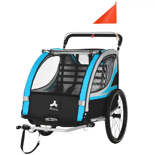 Double seat stroller kids 3-in-1 Bike Trailer   in Strollers, Carriers & Car Seats in Markham / York Region - Image 4