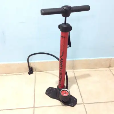 Bell Windstorm Floor Pump With Gauge Steel Barrel And Gauge 19.5 Tall.n3