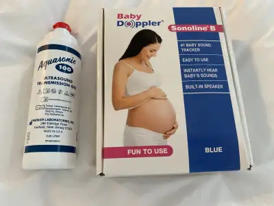 Like new. Instantly hear baby’s heartbeat. Built in speaker. Easy to use. Includes 2 tubes of ultras...