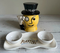 Vintage Mr. Peanut Cookie Jar and Snack Bowls Set