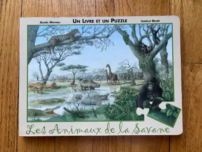 VINTAGE  * UN LIVRE ET UN PUZZLE * LES ANIMAUX DE LA SAVANE, View more
