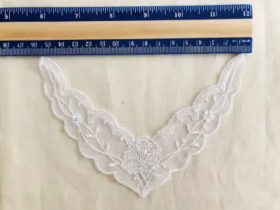 6.1" x 4.3" Collar White Embroidered Floral Lace Appliqué Patch, View more